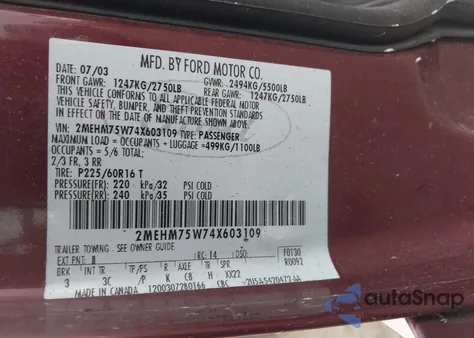 2004 Mercury Grand Marquis Ls from USA, damaged, VIN 2MEHM75W74X603109